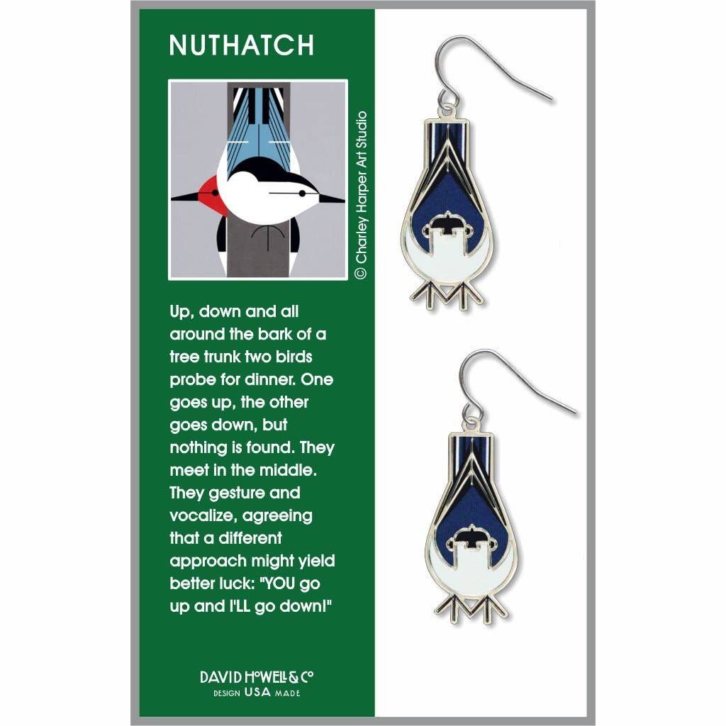 Boxed Jewelry - Charley Harper's Nuthatch Earrings