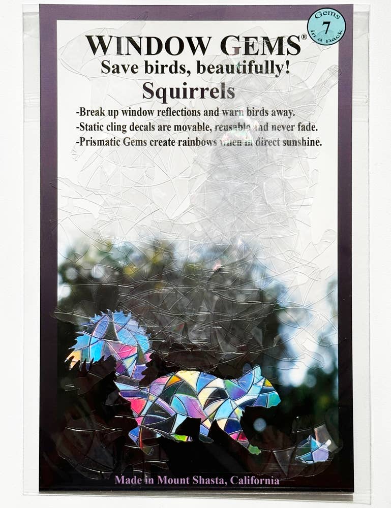 Window Gems - Squirrels - Window Clings Bird Strike Prevention Decals