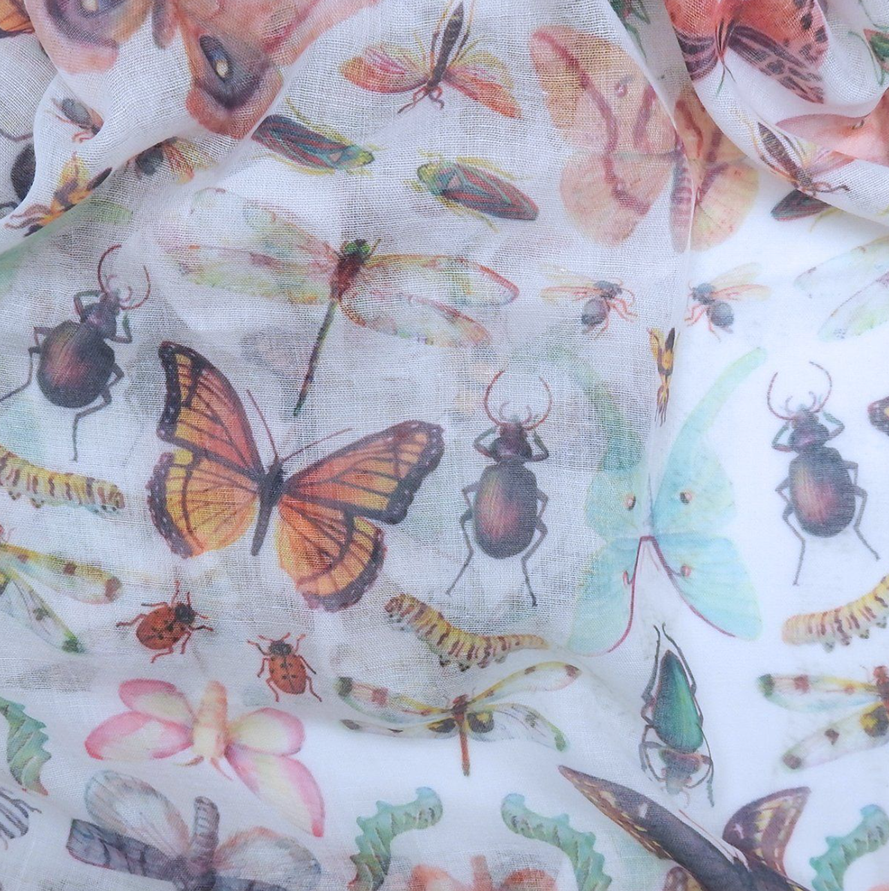 Scarf - "Watercolor Insects" by Peggy Macnamara (Polyester 33" x 72")