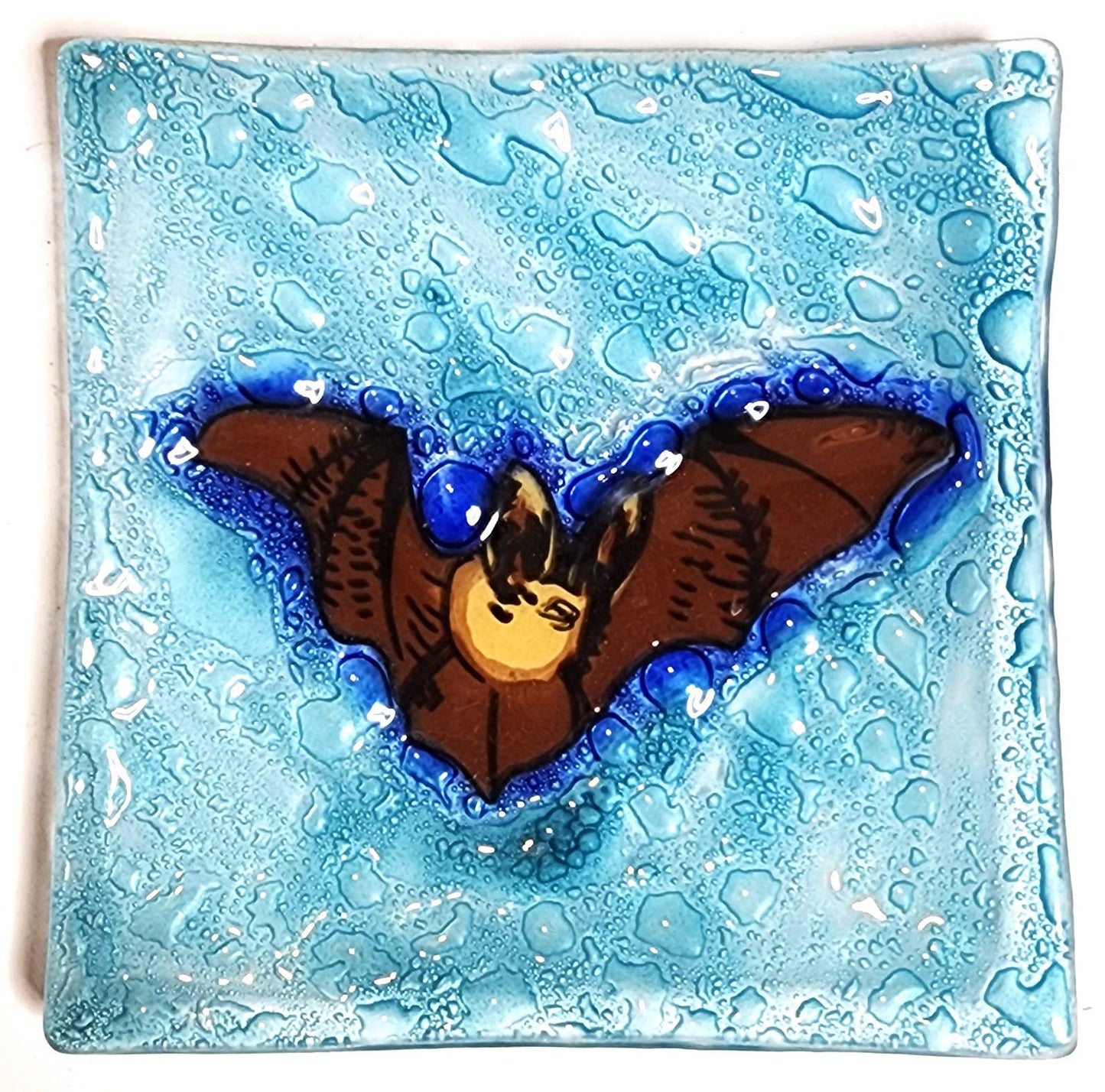 Trinket Dish Glass Art - Bat (Large)