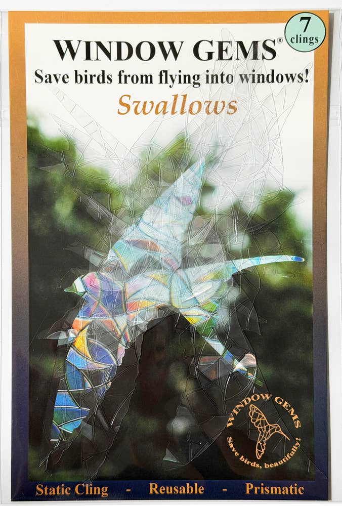Window Gems - Swallows - Window Clings Bird Strike Prevention Decals