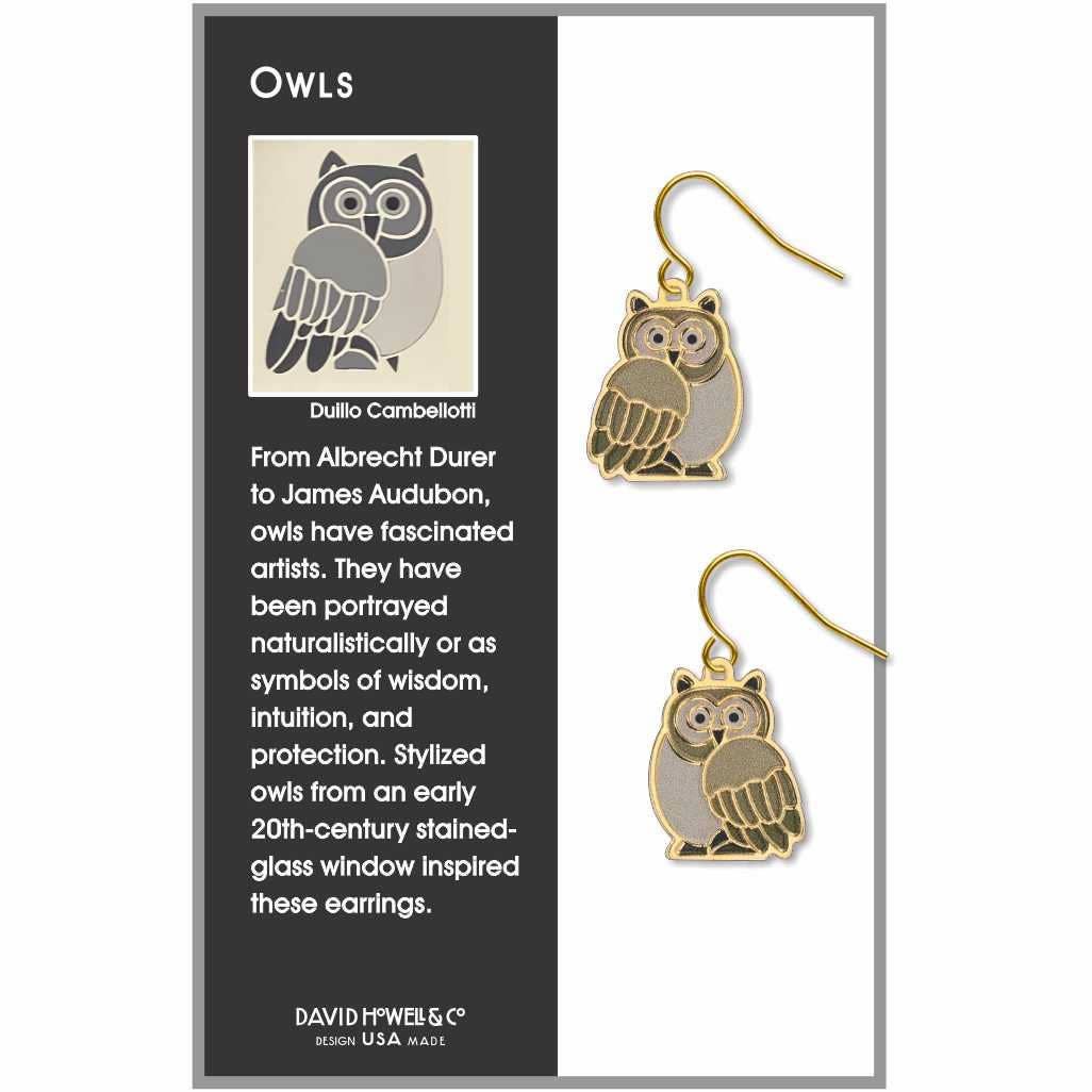 Boxed Jewelry - Owl Earrings (Gold Toned)