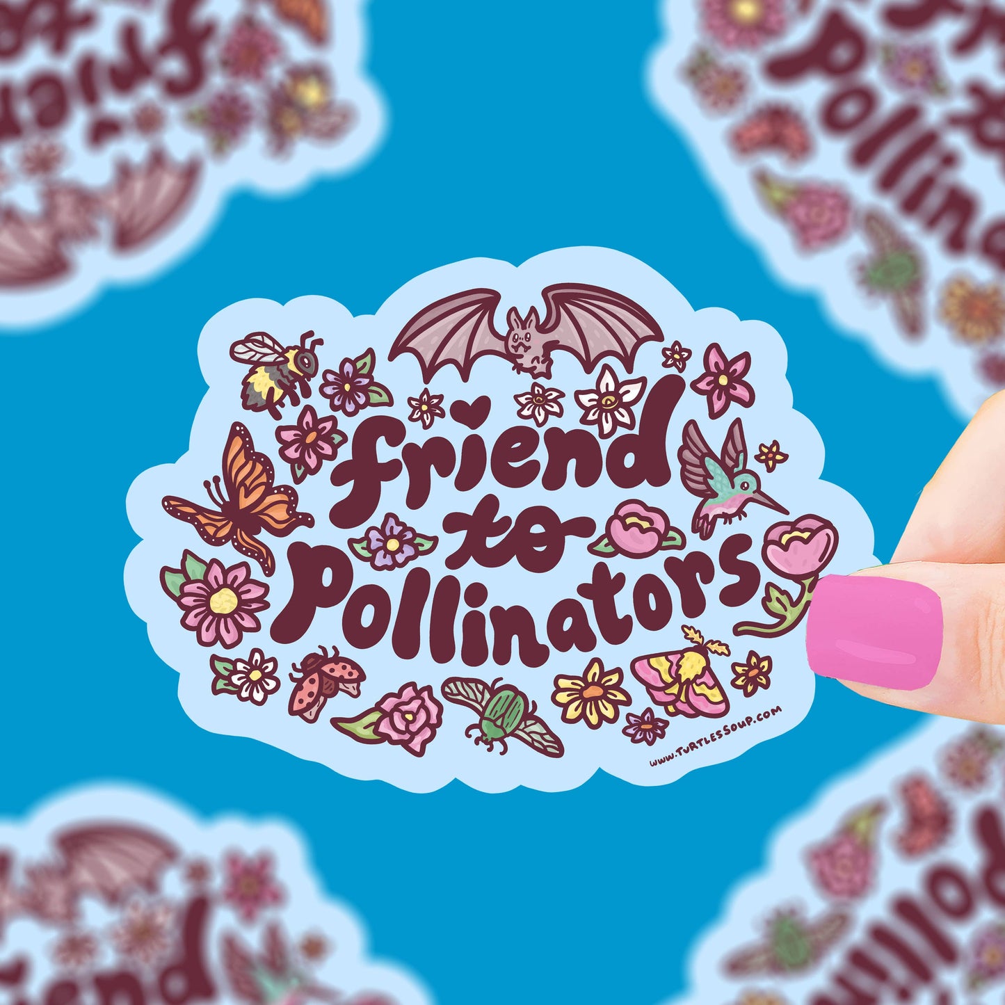 Sticker - Friend to Pollinators Bee and Bat Vinyl Sticker