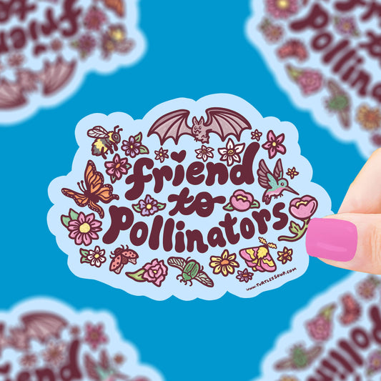 Sticker - Friend to Pollinators Bee and Bat Vinyl Sticker