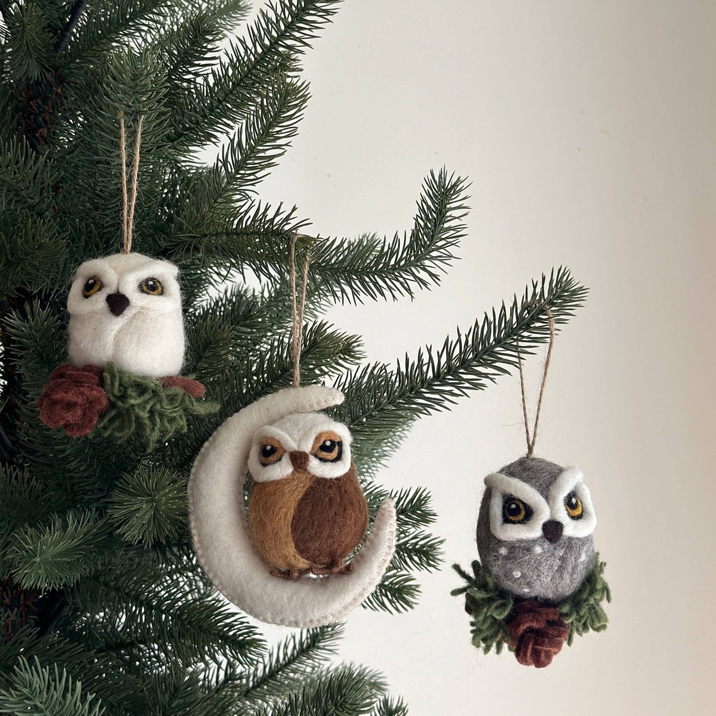 Ornament - Felted Owl in Moon