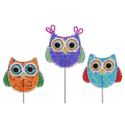 Beaded Art - Owl Garden Stake