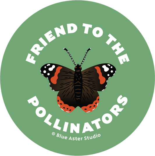 Pinback Button - Red Admiral Butterfly - "Friend to the Pollinators"