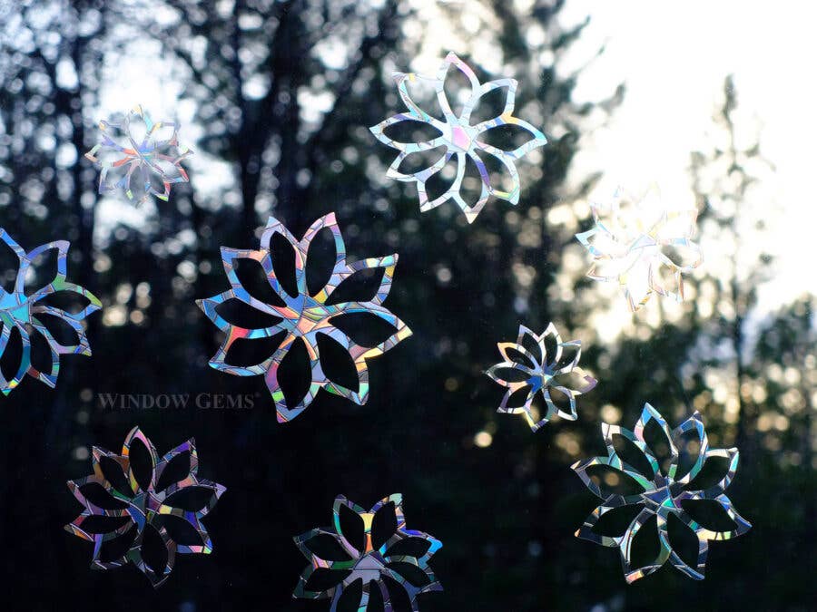Window Gems - Flowers - Window Clings Bird Strike Prevention Decals