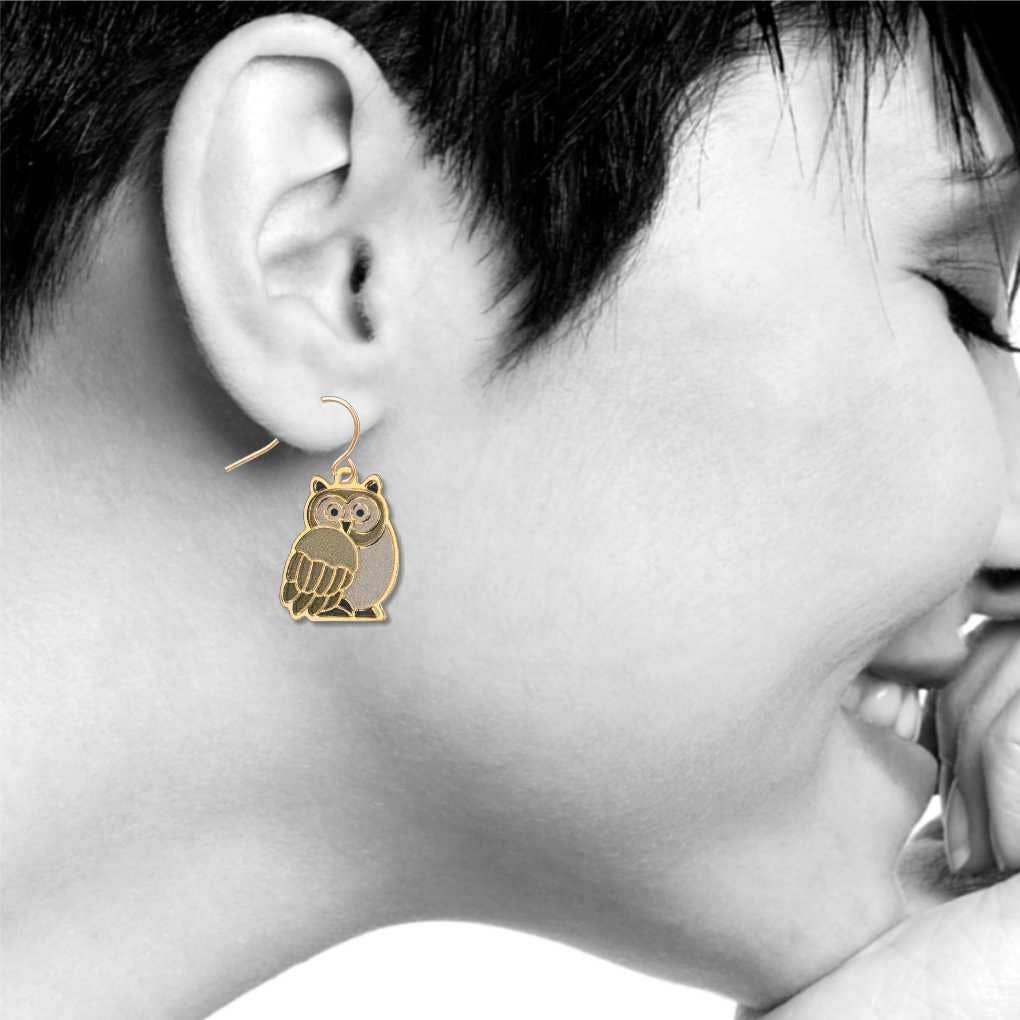Boxed Jewelry - Owl Earrings (Gold Toned)