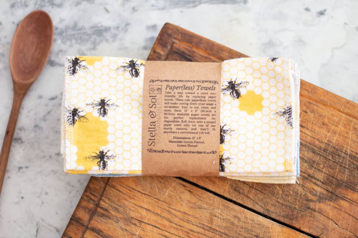 Washable Paper(less) Towels - Bees - Pack of 10