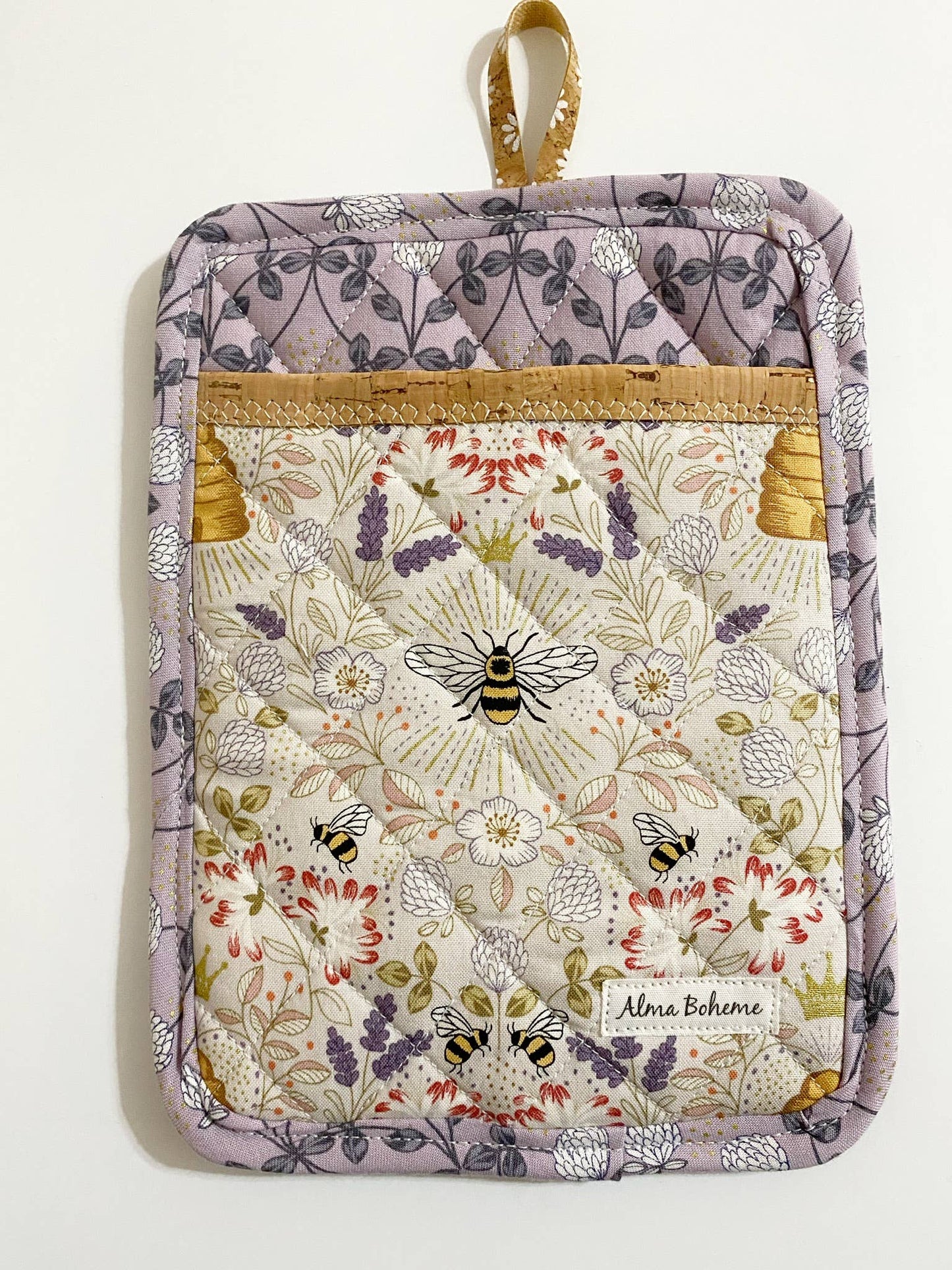 Pot Holder with Pocket - Cork & Cotton Sustainable - Queen Bee