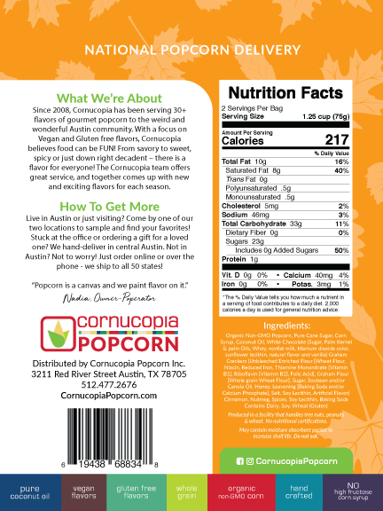 Snacks - Cornucopia Popcorn - Pumpkin Pie (Organic, non-GMO corn)