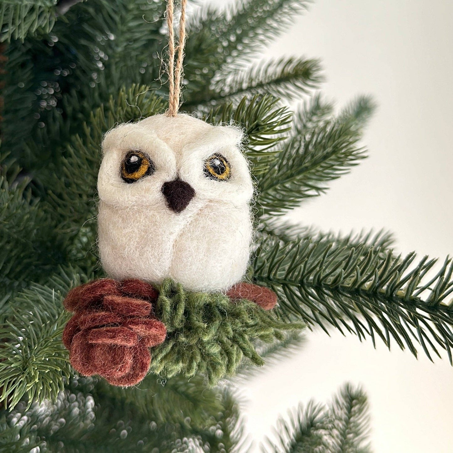 Ornament - Felted Owl in Moon