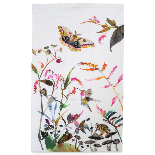 Tea Towel - Deep Forest with Hummingbird