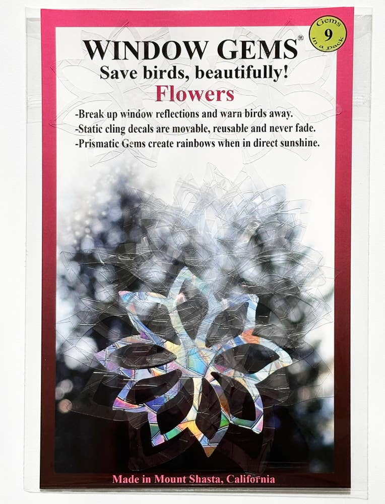 Window Gems - Flowers - Window Clings Bird Strike Prevention Decals
