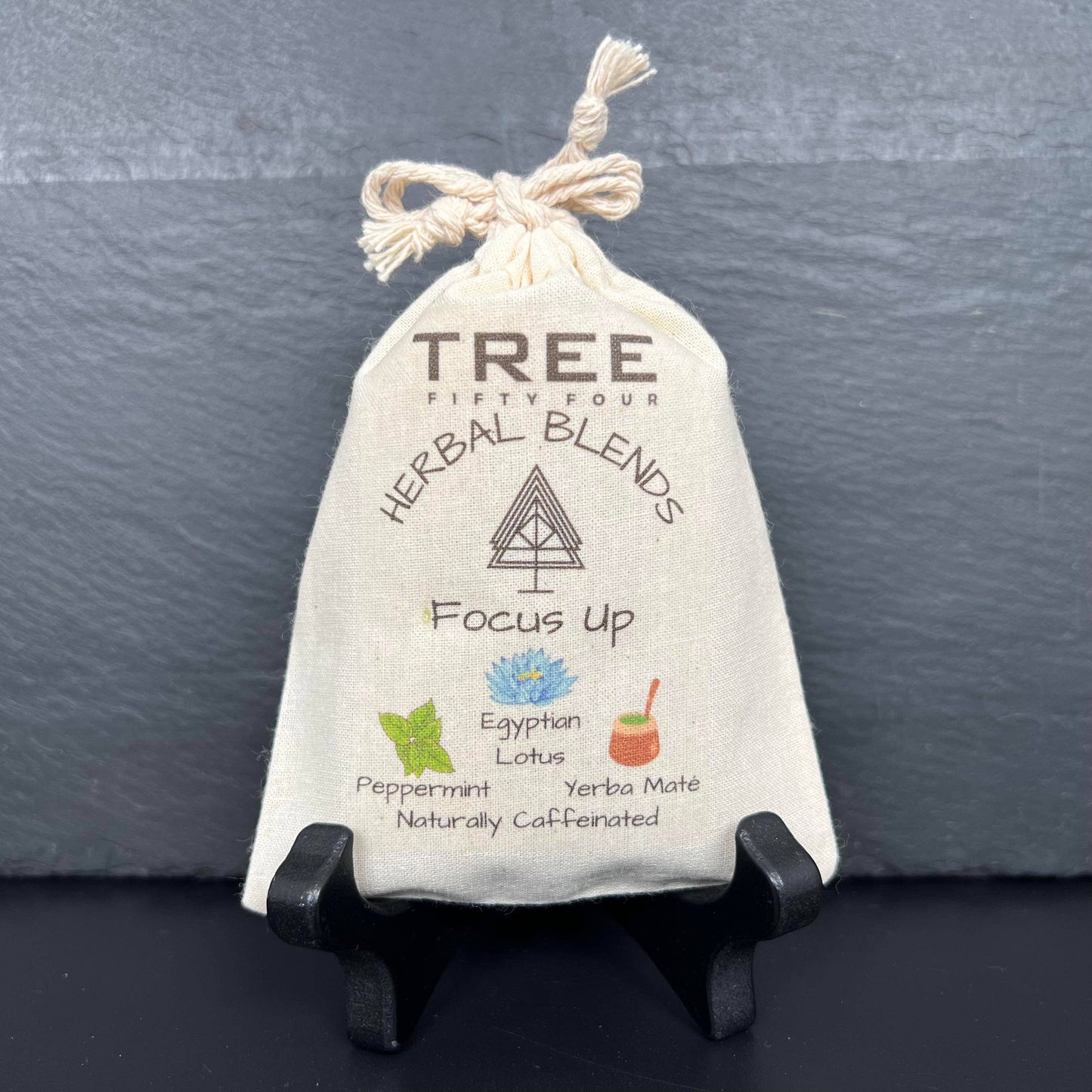 Loose Tea in Drawstring Sachet - Tree Fifty Four - Focus Up Herbal Tea Blend (3oz)