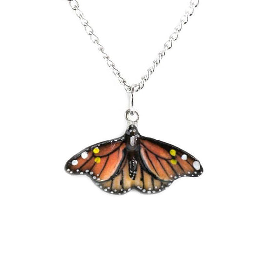 Necklace - Hand-Painted Porcelain - Monarch Butterfly