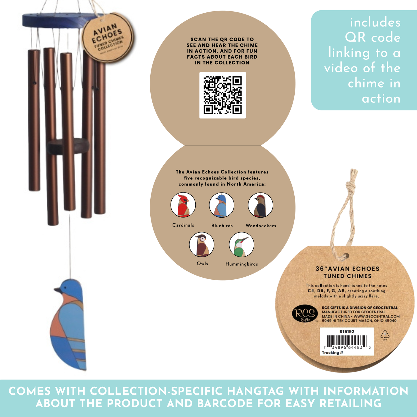 Wind Chime - Bluebird Avian Echoes Chime - 36"