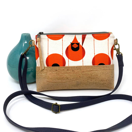 Crossbody Bag - Organic & Cork - Charley Harper Prints: Cardinals