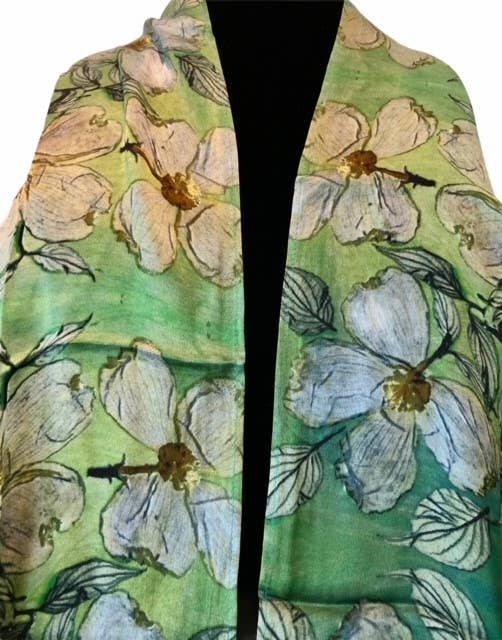 Scarf - Elegant Dogwoods (Silk 10" x 70")