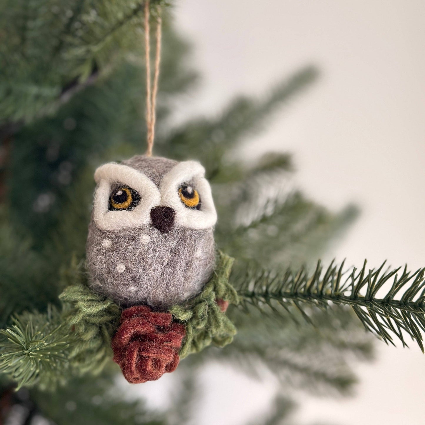 Ornament - Felted Owl in Moon