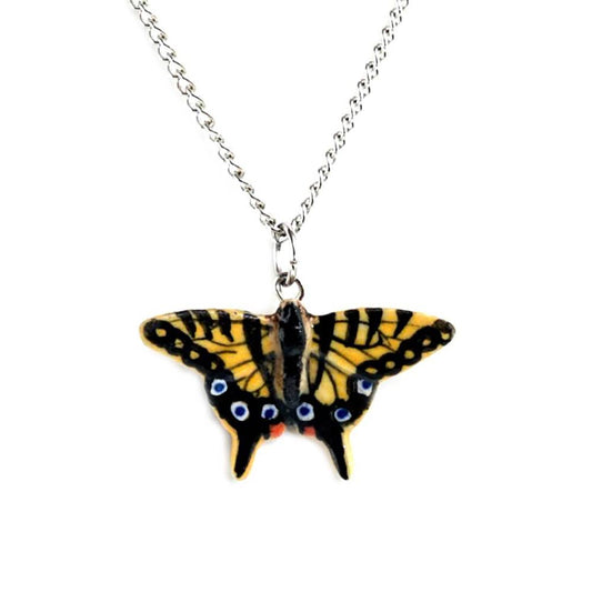 Necklace - Hand-Painted Porcelain - Tiger Swallowtail Butterfly