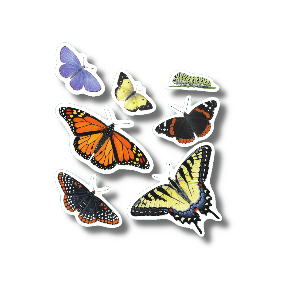 Sticker Sheet - Butterflies Nature Stickers, 5" x 7"
