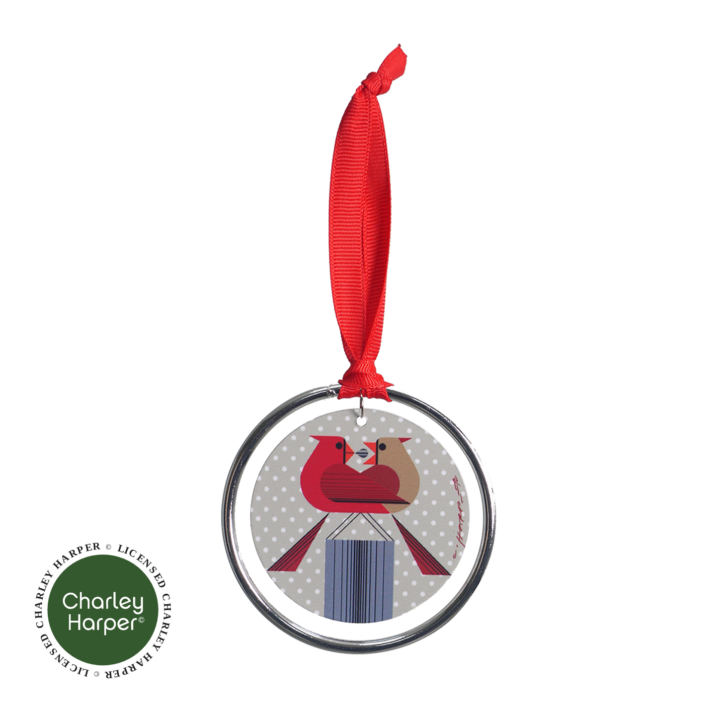 Ornament - Charley Harper Cardinal Couple Keepsake – 3” diameter
