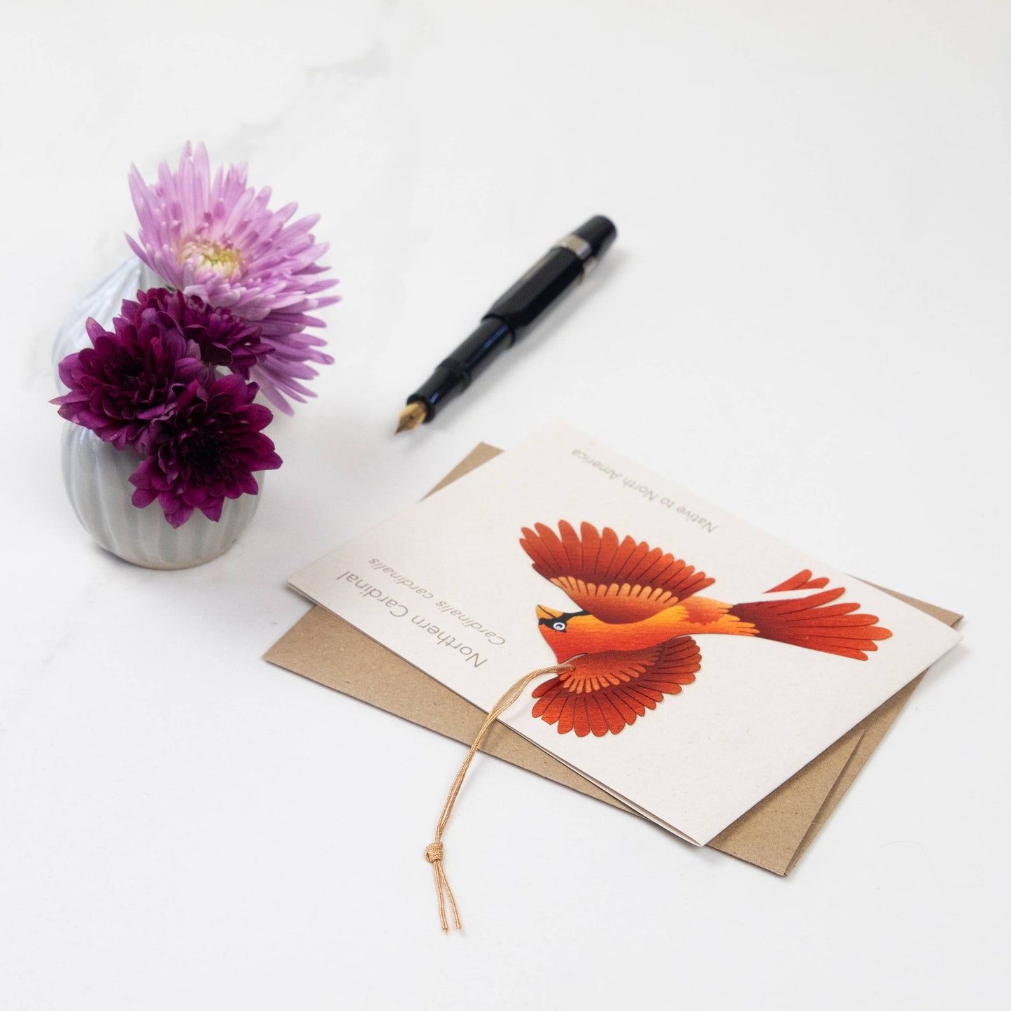 Greeting Card  - Cardinal Bronze Ornament + Notecard