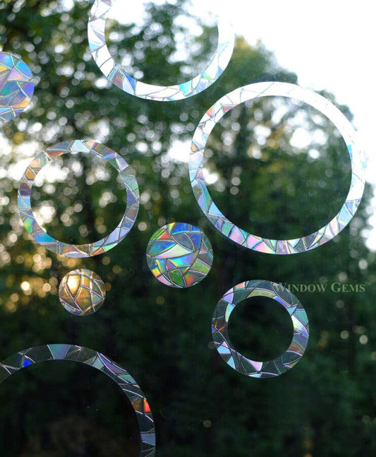 Window Gems - Rings & Circles - Window Clings Bird Strike Prevention Decals