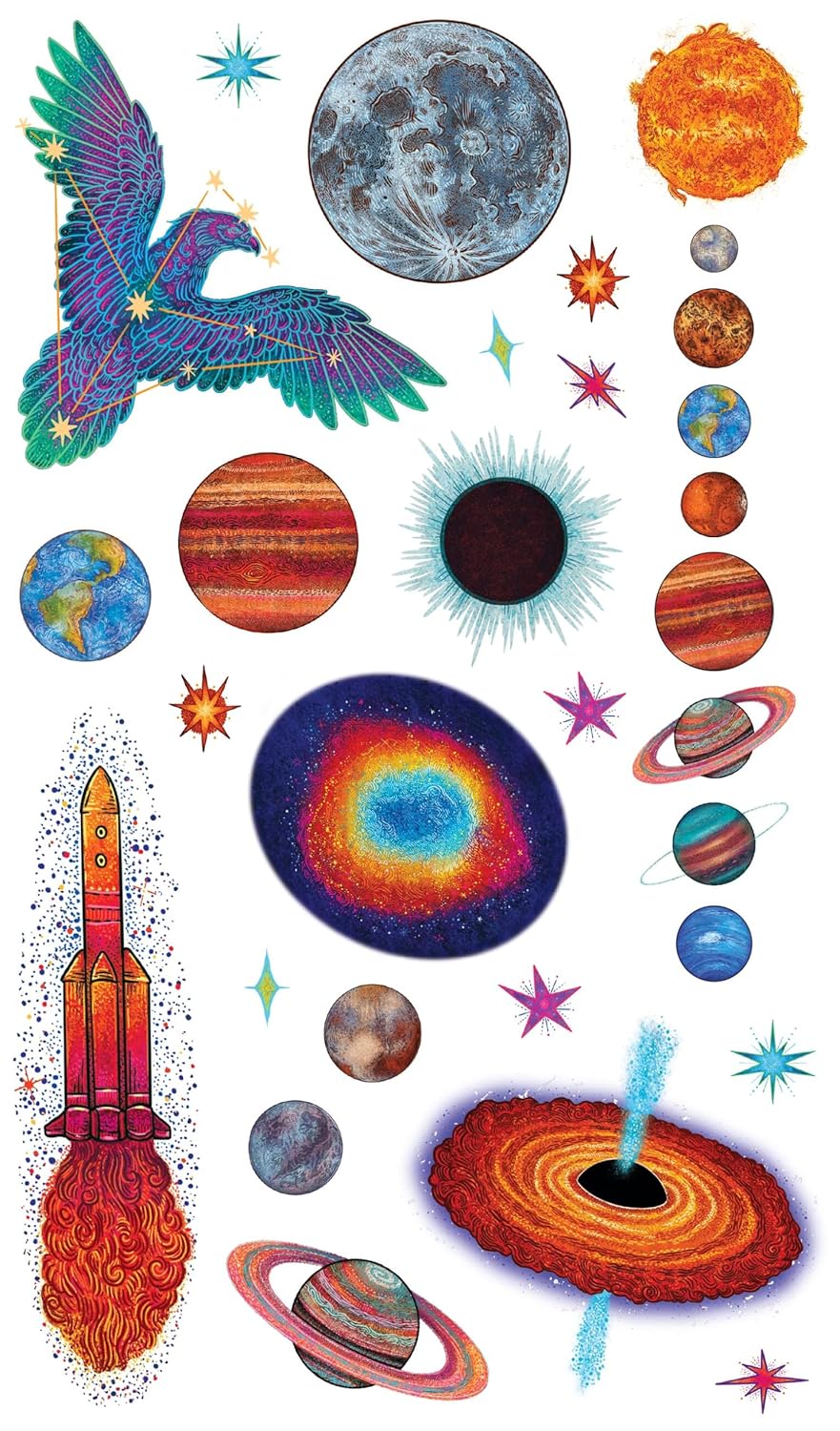 Temporary Tattoos - Cool, Cosmic Tattoo Stars and Planets: 50 Temporary Tattoos That Teach (Paperback/Sticker Book)