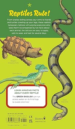 Temporary Tattoos - Slithering, Scaly Tattoo Snakes & Other Reptiles: 50 Temporary Tattoos That Teach (Paperback/Sticker Book)