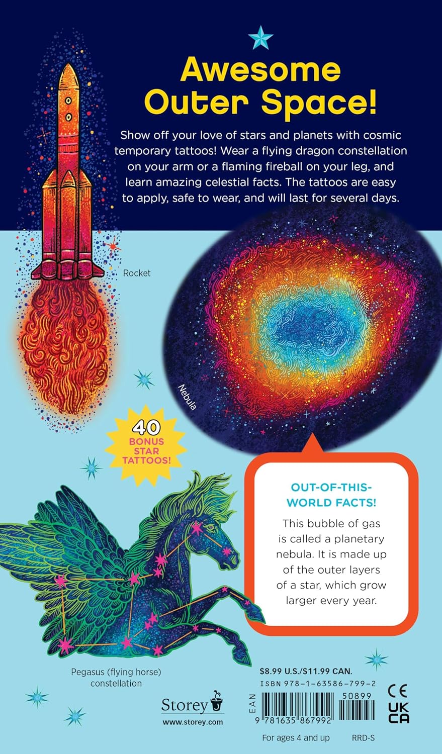 Temporary Tattoos - Cool, Cosmic Tattoo Stars and Planets: 50 Temporary Tattoos That Teach (Paperback/Sticker Book)