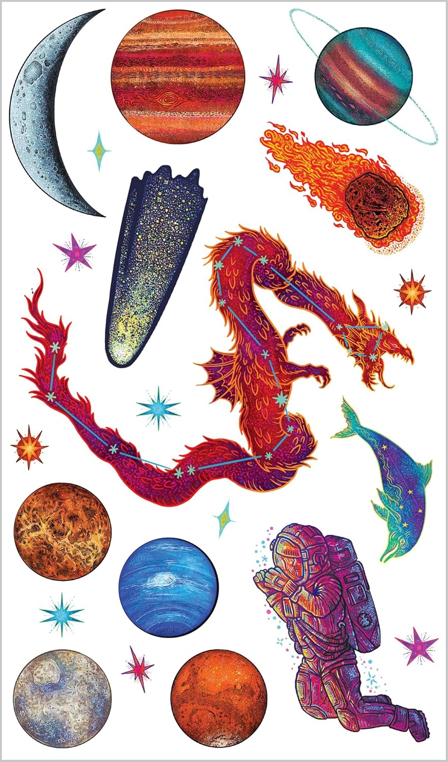 Temporary Tattoos - Cool, Cosmic Tattoo Stars and Planets: 50 Temporary Tattoos That Teach (Paperback/Sticker Book)