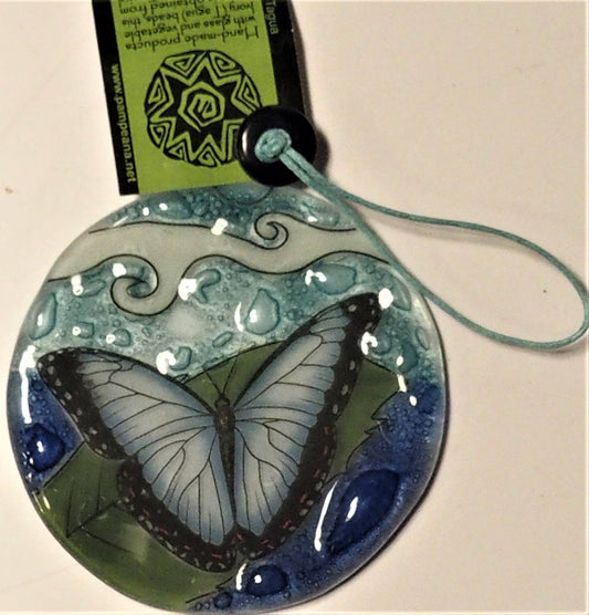 Glass Art Ornament/Suncatcher - Blue Butterfly