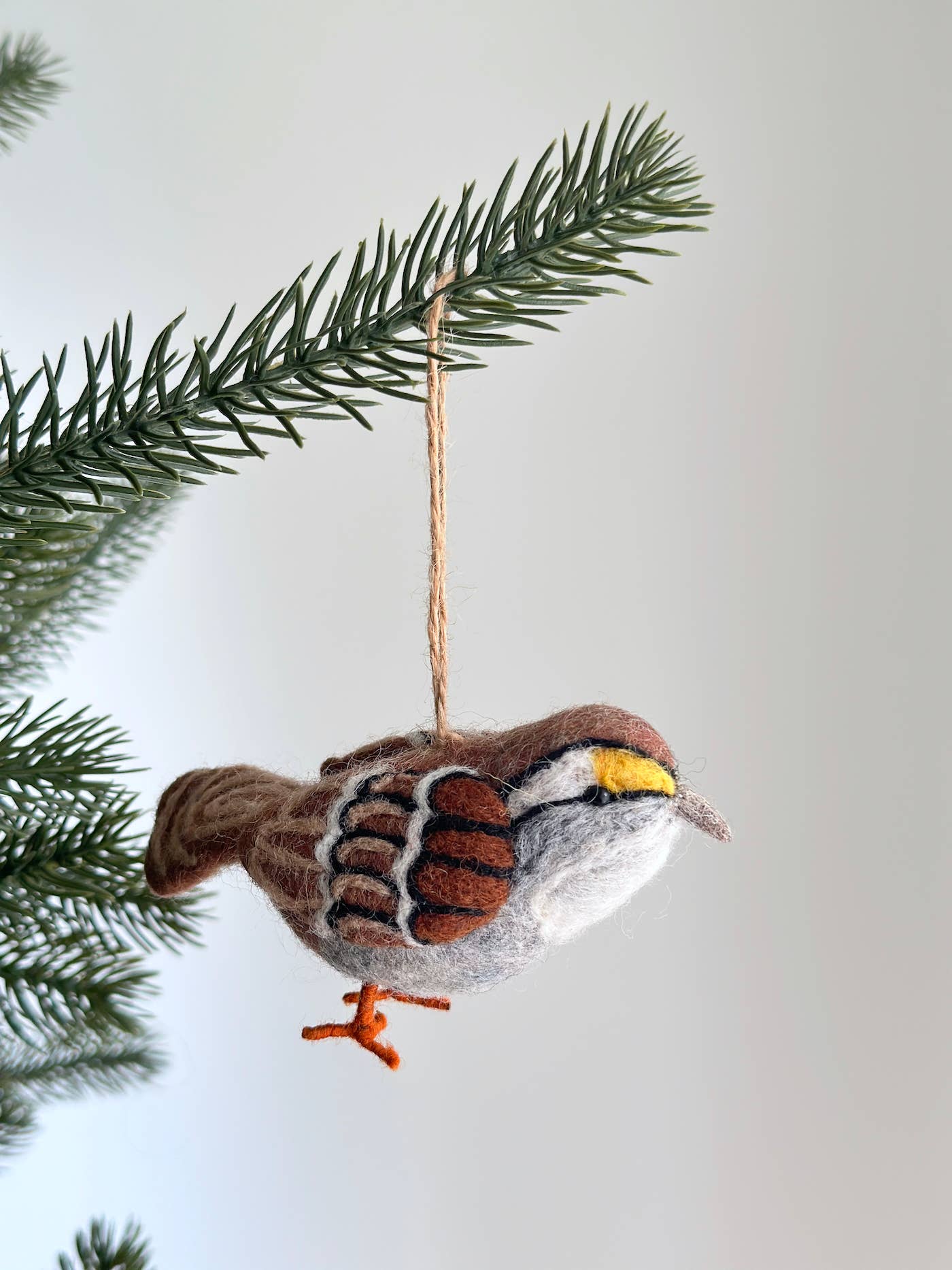 Ornament - Felted White Throated Sparrow