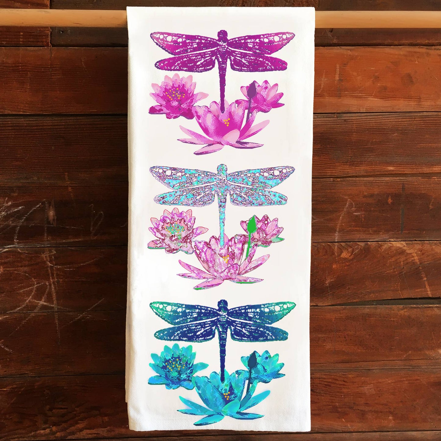 Flour Sack Tea Towel - Dragonfly Trio