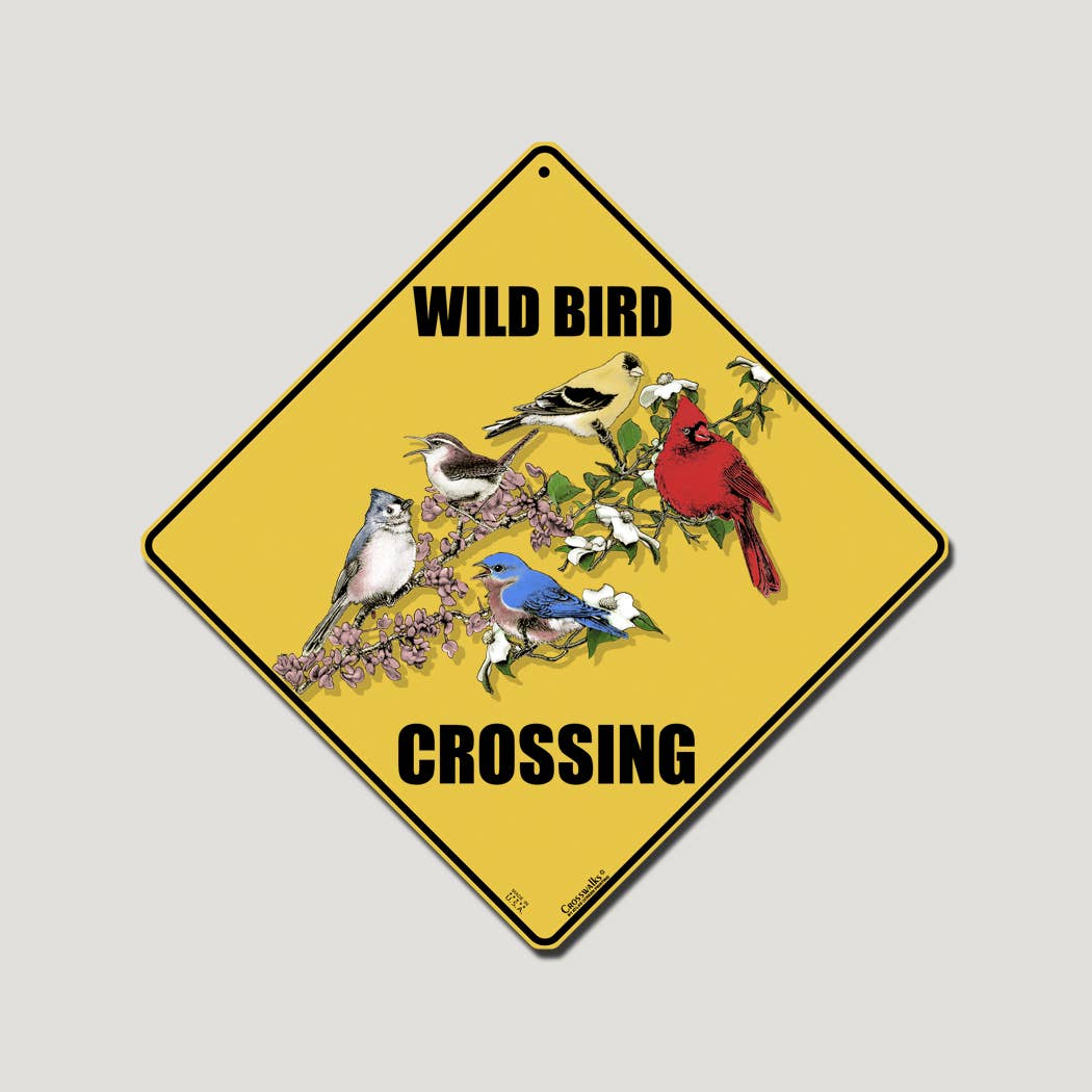 Sign - Wild Bird Crossing - Aluminum 12" x 12"