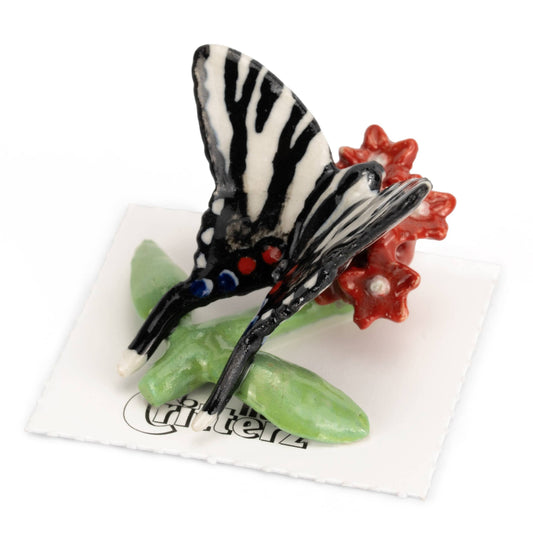 Little Critterz Porcelain Miniature - "Kite" Zebra Swallowtail Butterfly
