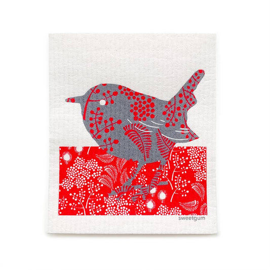 Eco-Friendly Dishcloth - Red & Gray Wren