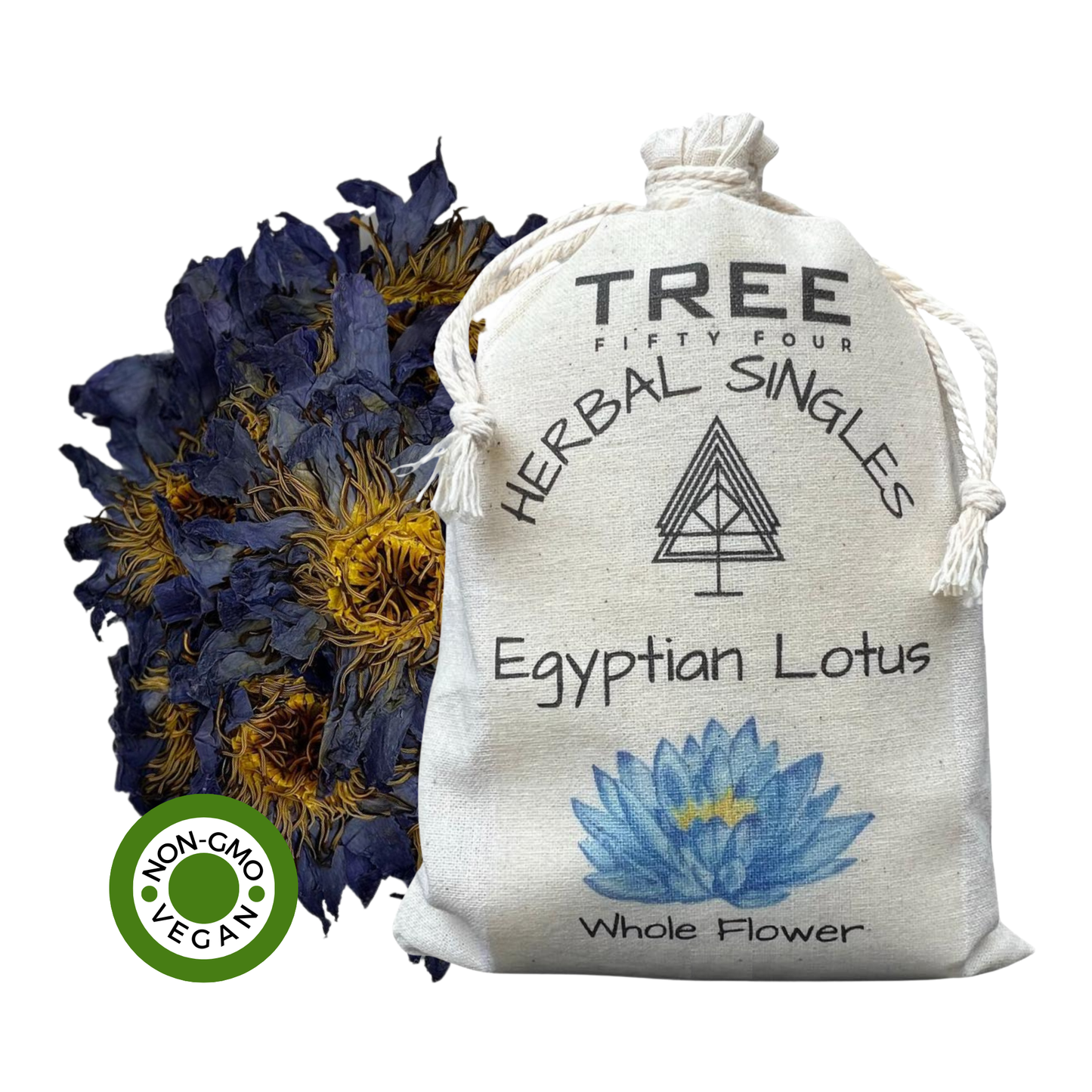 Loose Tea in Drawstring Sachet - Tree Fifty Four - Egyptian Blue Lotus (2oz)