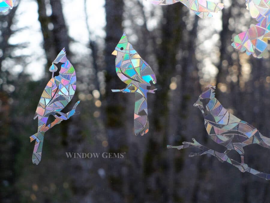Window Gems - Cardinal - Window Clings Bird Strike Prevention Decals