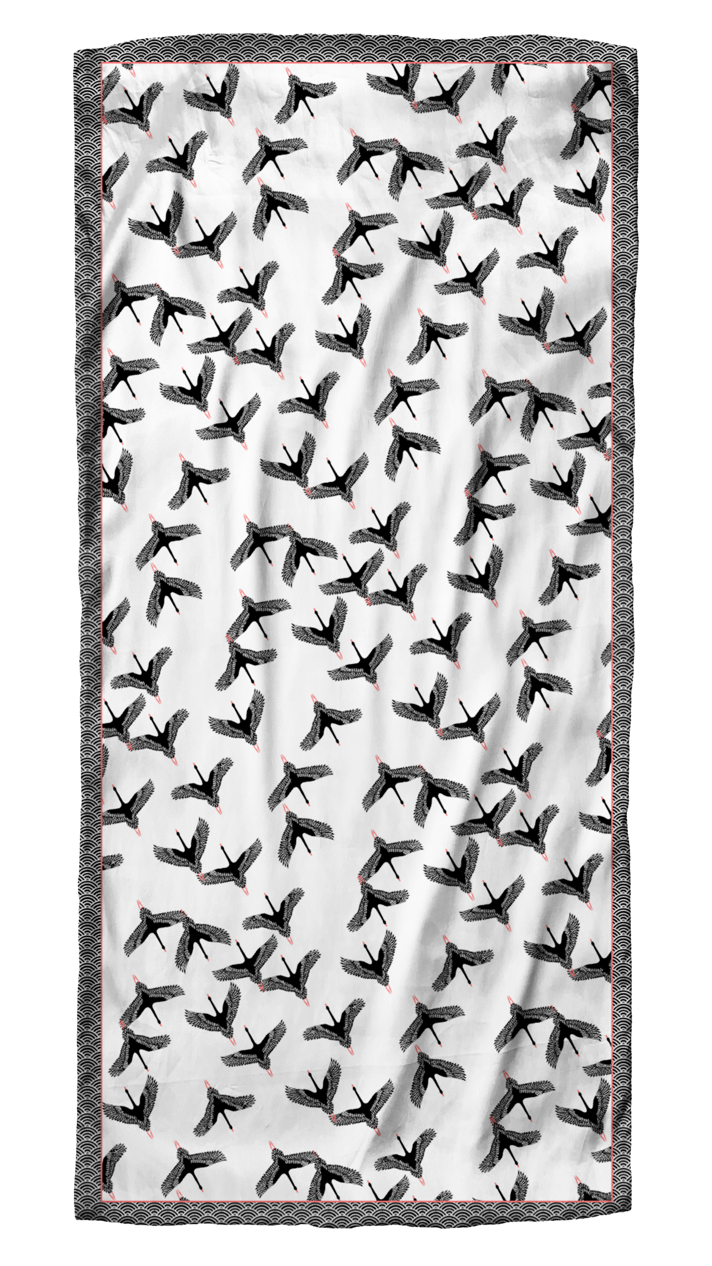 Scarf - Chinoiserie Black Swan on White (Polyester 33" x 72")