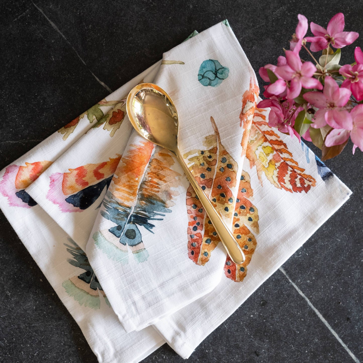 Napkins - Feathers (Pack of 4 - 100% Fine Cotton Slub)