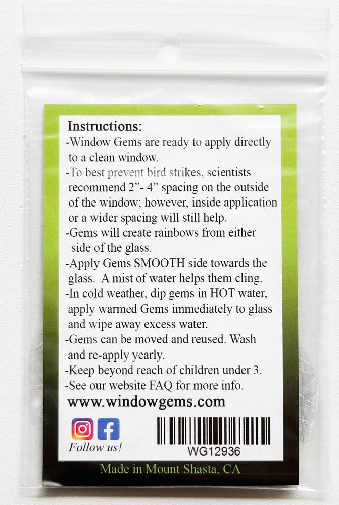 Window Gems - Dots - Window Clings Bird Strike Prevention Decals