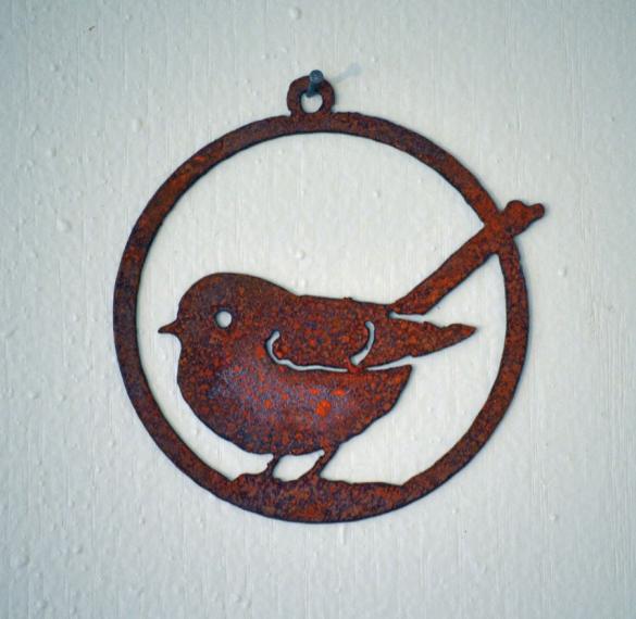 Holiday - Rusty Metal Ornament - Fat Chickadee