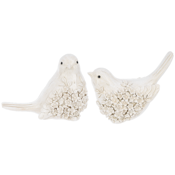 Decor - Pair of Resin Birds with Flowers (set of 2)