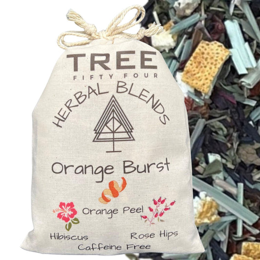 Loose Tea in Drawstring Sachet - Tree Fifty Four - Restoration Herbal Tea Blend Orange Burst (3oz)