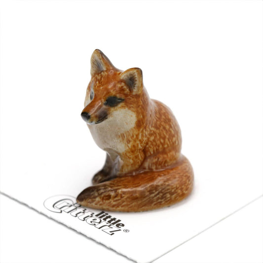 Little Critterz Porcelain Miniature - "Brush" Red Fox Sitting