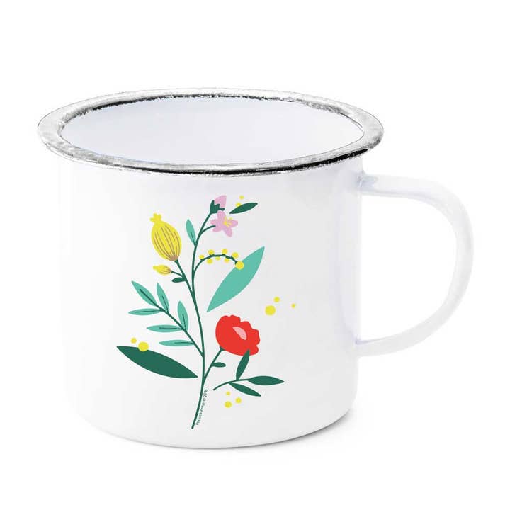 Mug - Enamel - Floral Sprig (10oz)